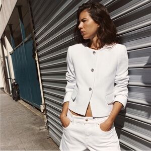 ZARA STRUCTURED METALLIC THREAD BLAZER